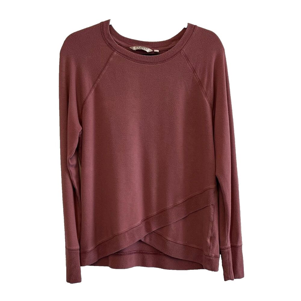 Athleta Criss Cross Pullover Dusty Rose Sweatshirt Asymmetrical Size M